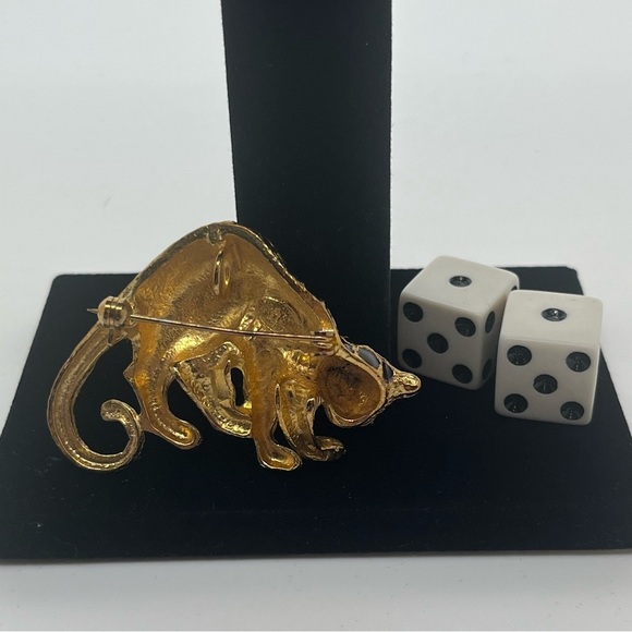 Vintage Park Lane Enamel Leopard Brooch/Pendant Rhinestone Eyes cheetah leopard - Picture 9 of 12